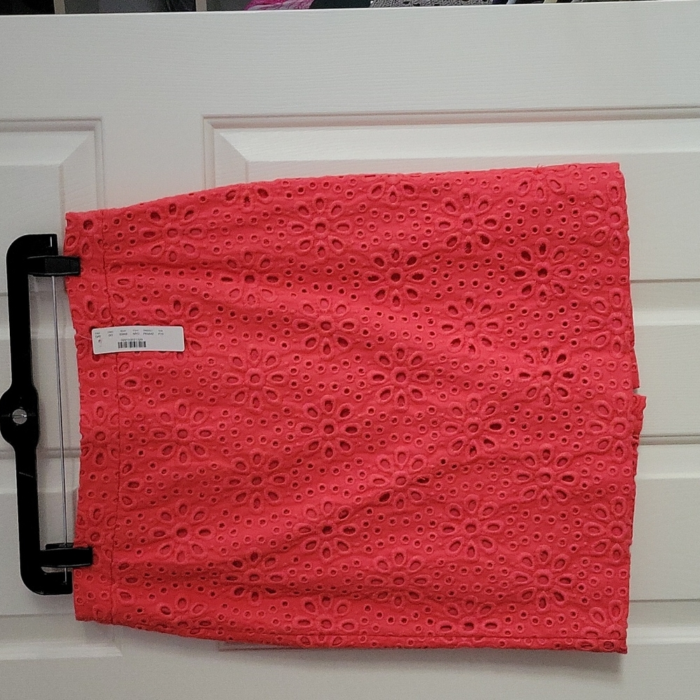 J Crew coral eyelet pencil skirt size 10 petite